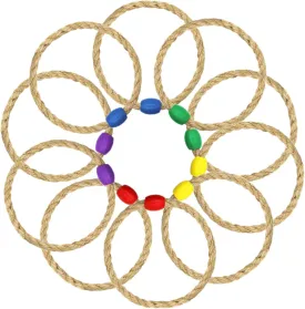 10 Pcs Multicolor Sisal Rope Ring Toss Game Replacement Parts for Adults and Kids, Outdoor Toss Rings for Agility/Speed Practice and Yard/Lawn Games for Party(5Colors-Blue Purple Red Yellow Green)