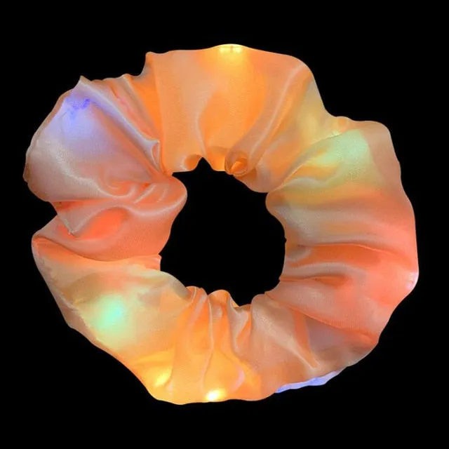 2021New Arrival Girls LED Luminous Scrunchies Hairband Ponytail Holder Headwear Elastic Hair Bands Solid Color Hair Accessories