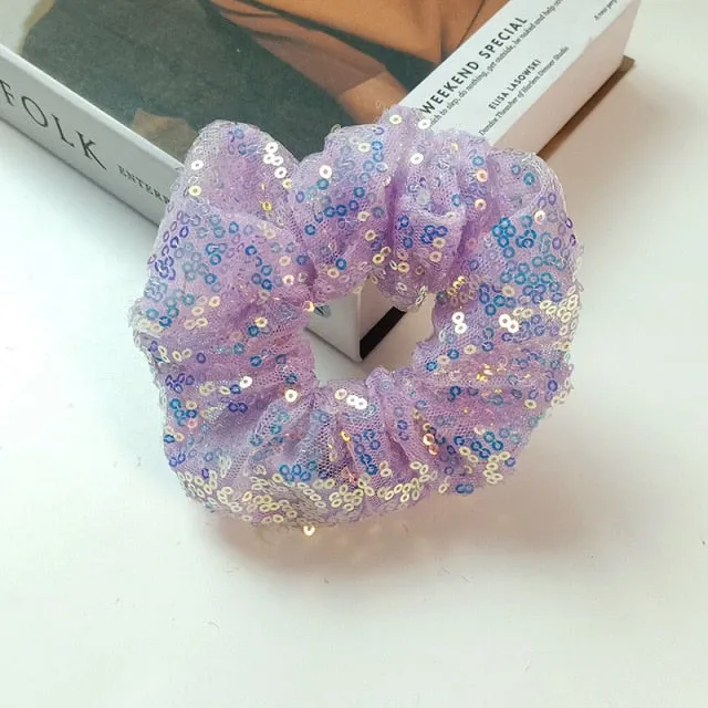 2021New Arrival Girls LED Luminous Scrunchies Hairband Ponytail Holder Headwear Elastic Hair Bands Solid Color Hair Accessories