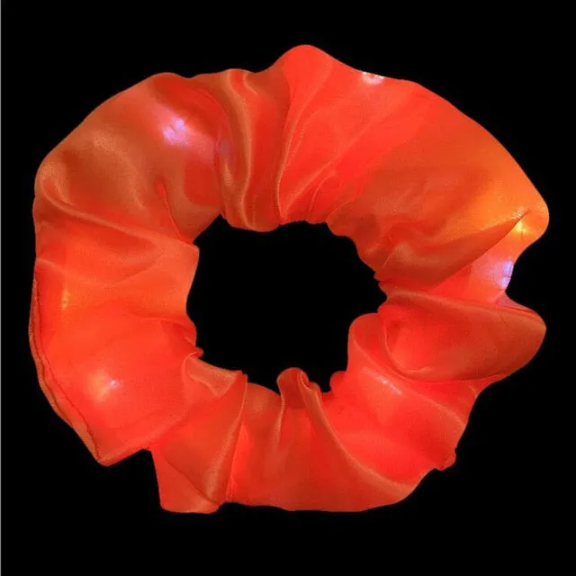 2021New Arrival Girls LED Luminous Scrunchies Hairband Ponytail Holder Headwear Elastic Hair Bands Solid Color Hair Accessories