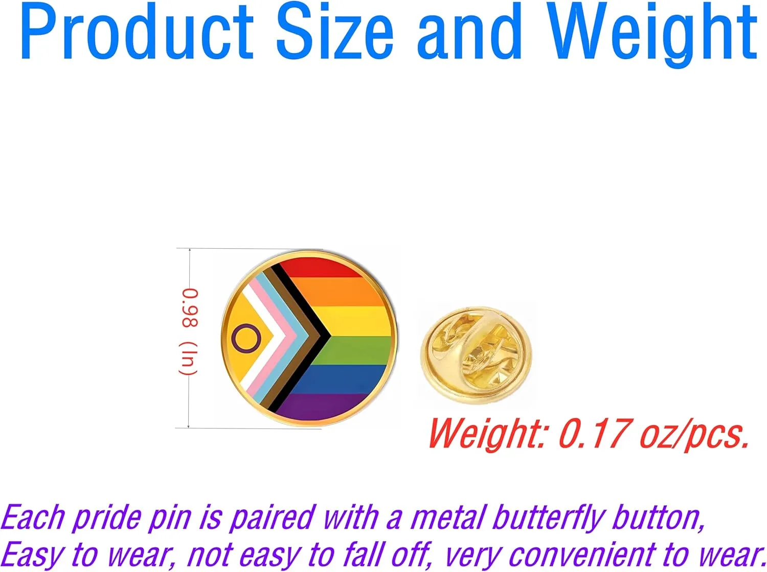 25/50/100pcs Round Inclusive New Progress Pride lapel Pin LGBTQ Progressive Rainbow flag Pride Pins Badge Bulk