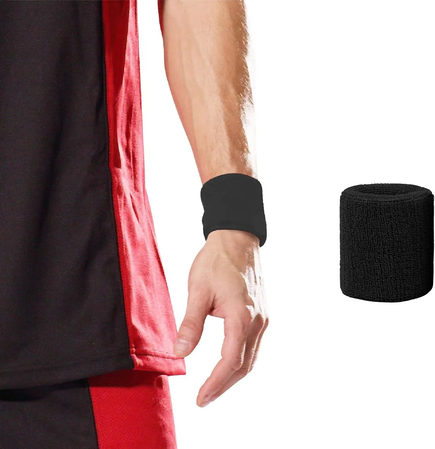 4 Pack 3 inch Wrist Sweatbands Tennis Wrist Bands Absorbent Sweat Band for Men and Women - Elastic Athletic Wrist Bands for Tennis, Basketball, Running, Working Out