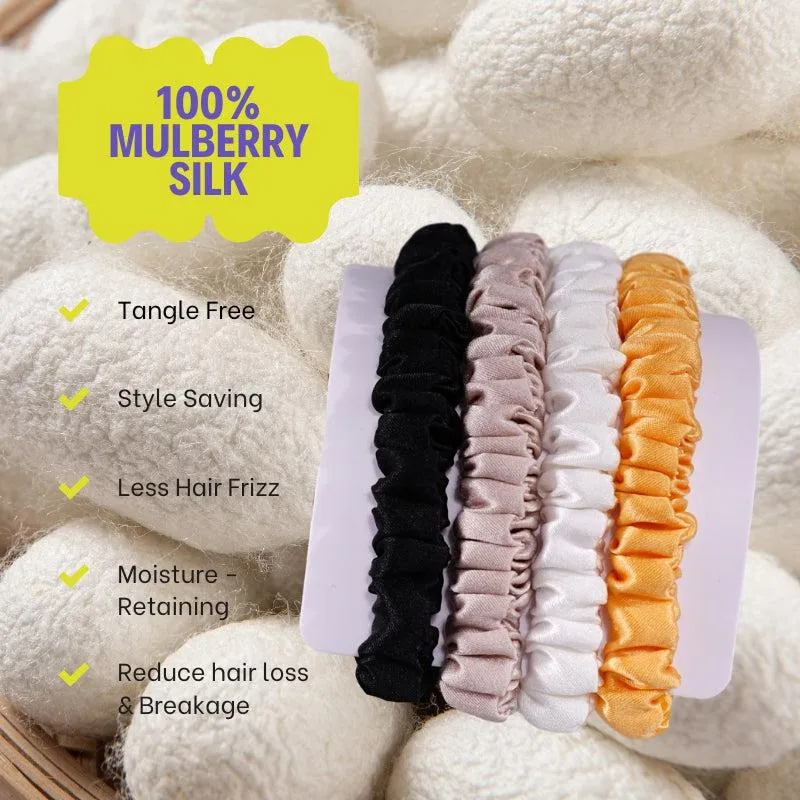 4 Pack Mini Silk Scrunchies - Young - dropshipping