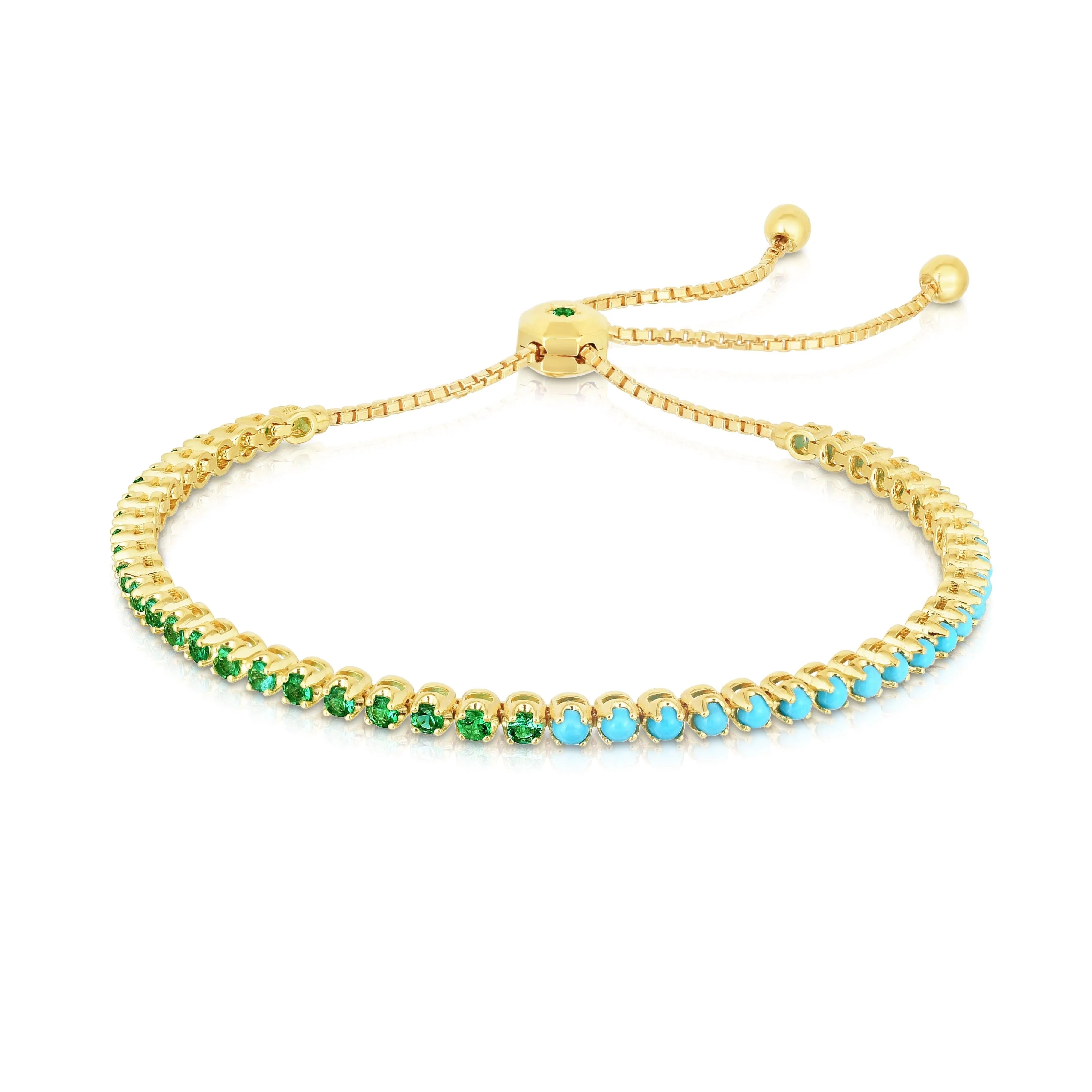 .75ctw Emerald/Turquoise 18K Yellow Gold Bracelet