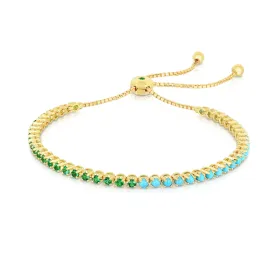 .75ctw Emerald/Turquoise 18K Yellow Gold Bracelet