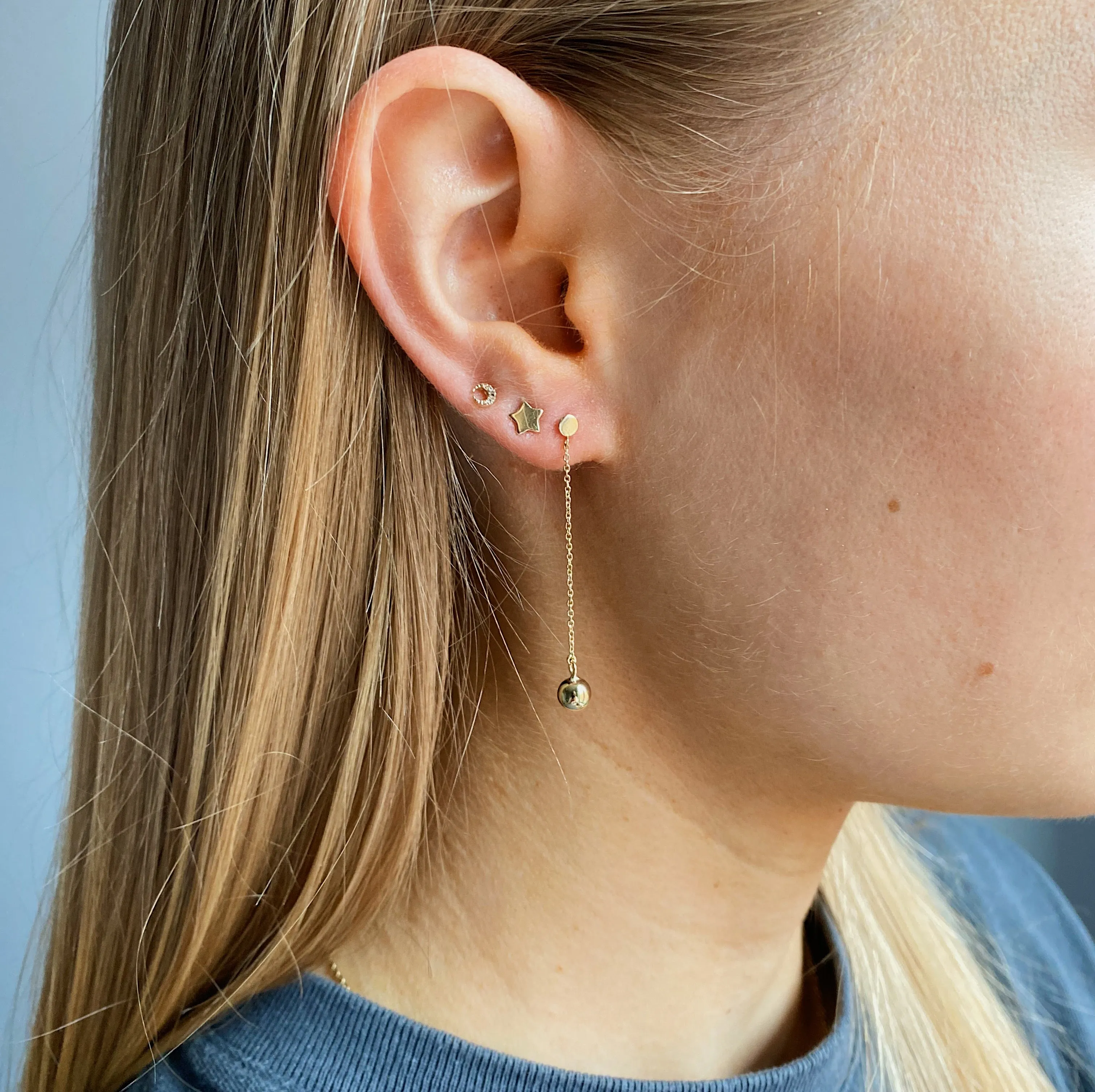 9kt Gold Ball & Post Drop Earrings
