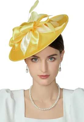 BABEYOND Derby Hats for Women - Fascinators Tea Party Hats Headband Wide Brim Fascinator Wedding Cocktail Flower Feathers