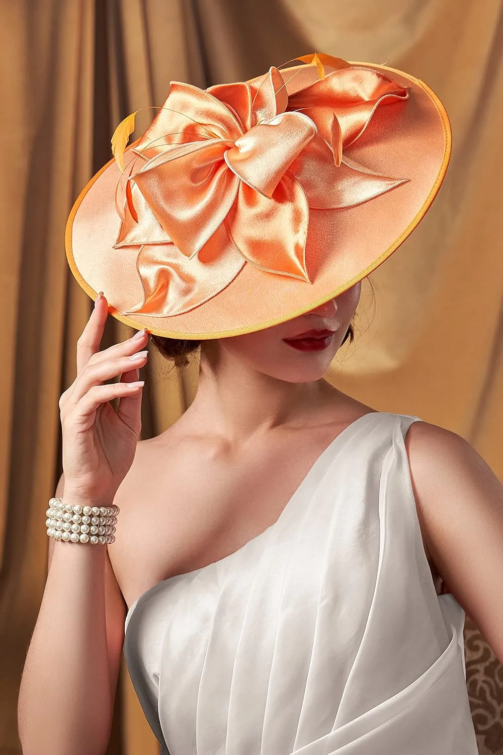 BABEYOND Derby Hats for Women - Fascinators Tea Party Hats Headband Wide Brim Fascinator Wedding Cocktail Flower Feathers