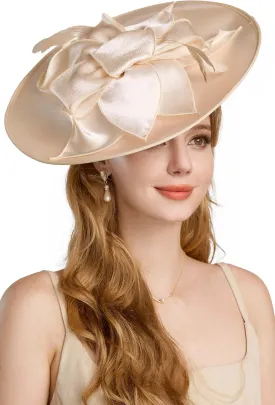 BABEYOND Derby Hats for Women - Fascinators Tea Party Hats Headband Wide Brim Fascinator Wedding Cocktail Flower Feathers