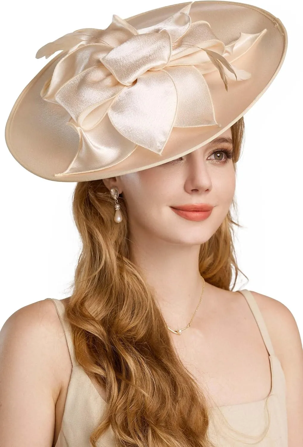 BABEYOND Derby Hats for Women - Fascinators Tea Party Hats Headband Wide Brim Fascinator Wedding Cocktail Flower Feathers