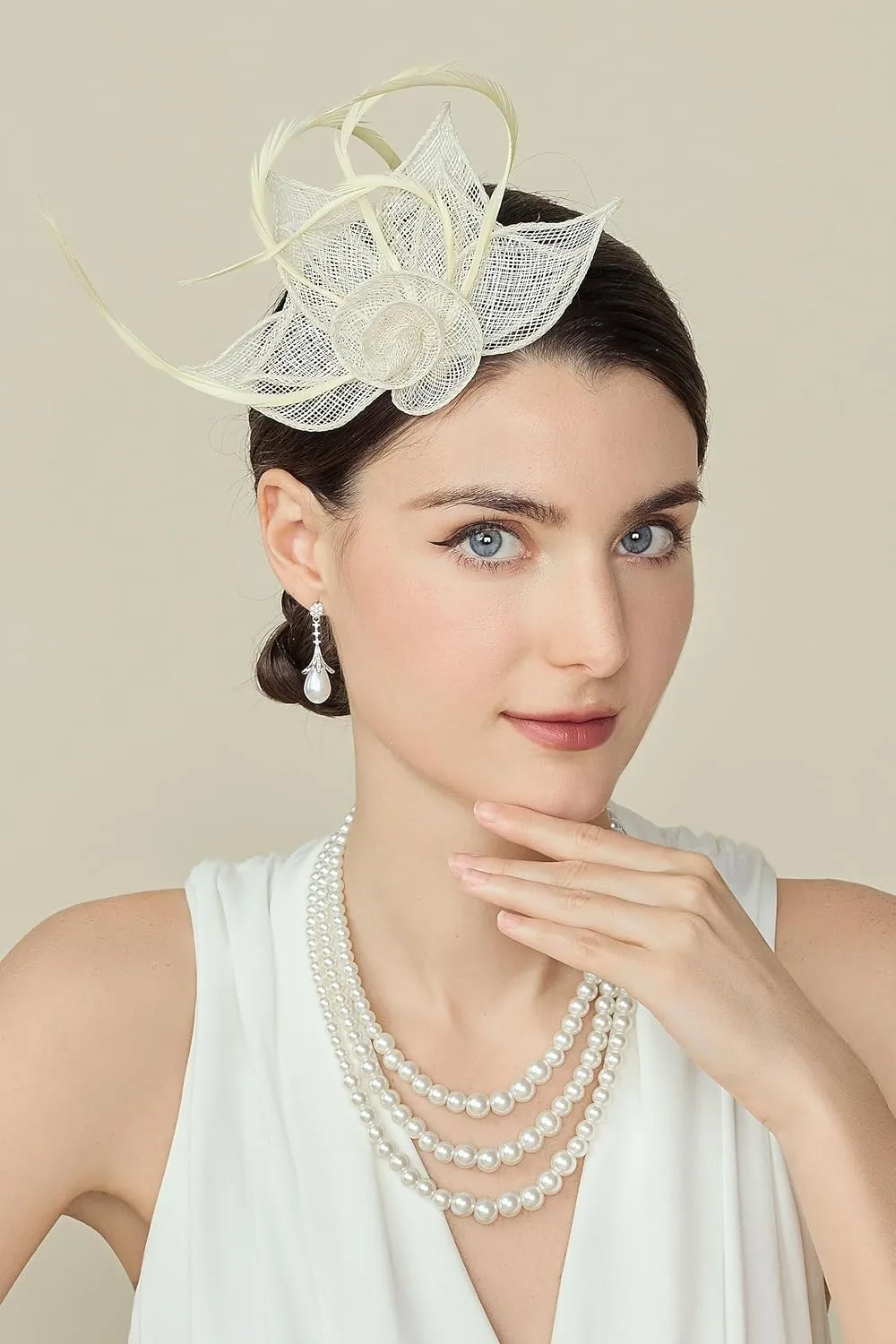 BABEYOND Fascinators Hats for Women - Tea Party Hat Kentucky Fascinator Derby Feather Flower Hair Clip Bridal Wedding