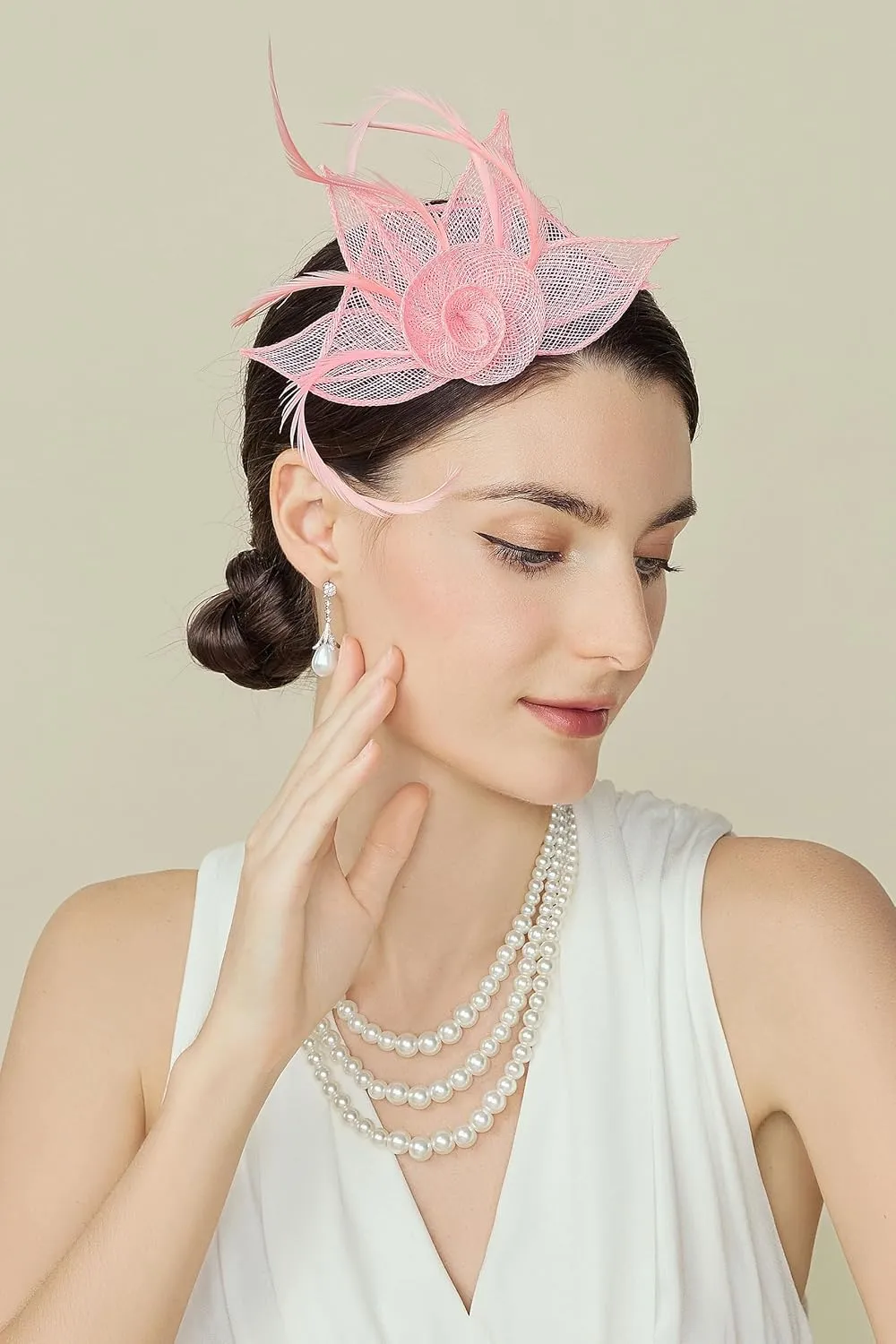 BABEYOND Fascinators Hats for Women - Tea Party Hat Kentucky Fascinator Derby Feather Flower Hair Clip Bridal Wedding