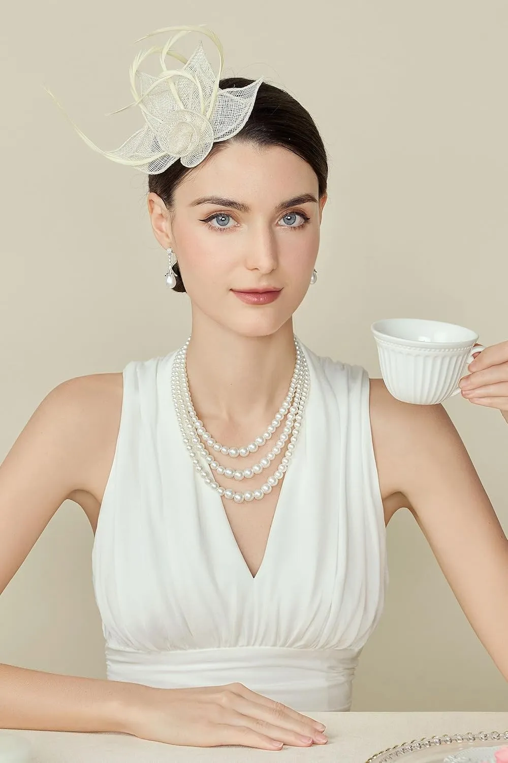 BABEYOND Fascinators Hats for Women - Tea Party Hat Kentucky Fascinator Derby Feather Flower Hair Clip Bridal Wedding
