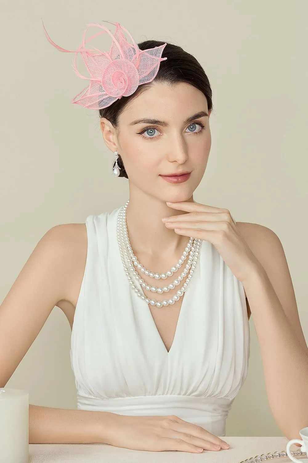 BABEYOND Fascinators Hats for Women - Tea Party Hat Kentucky Fascinator Derby Feather Flower Hair Clip Bridal Wedding