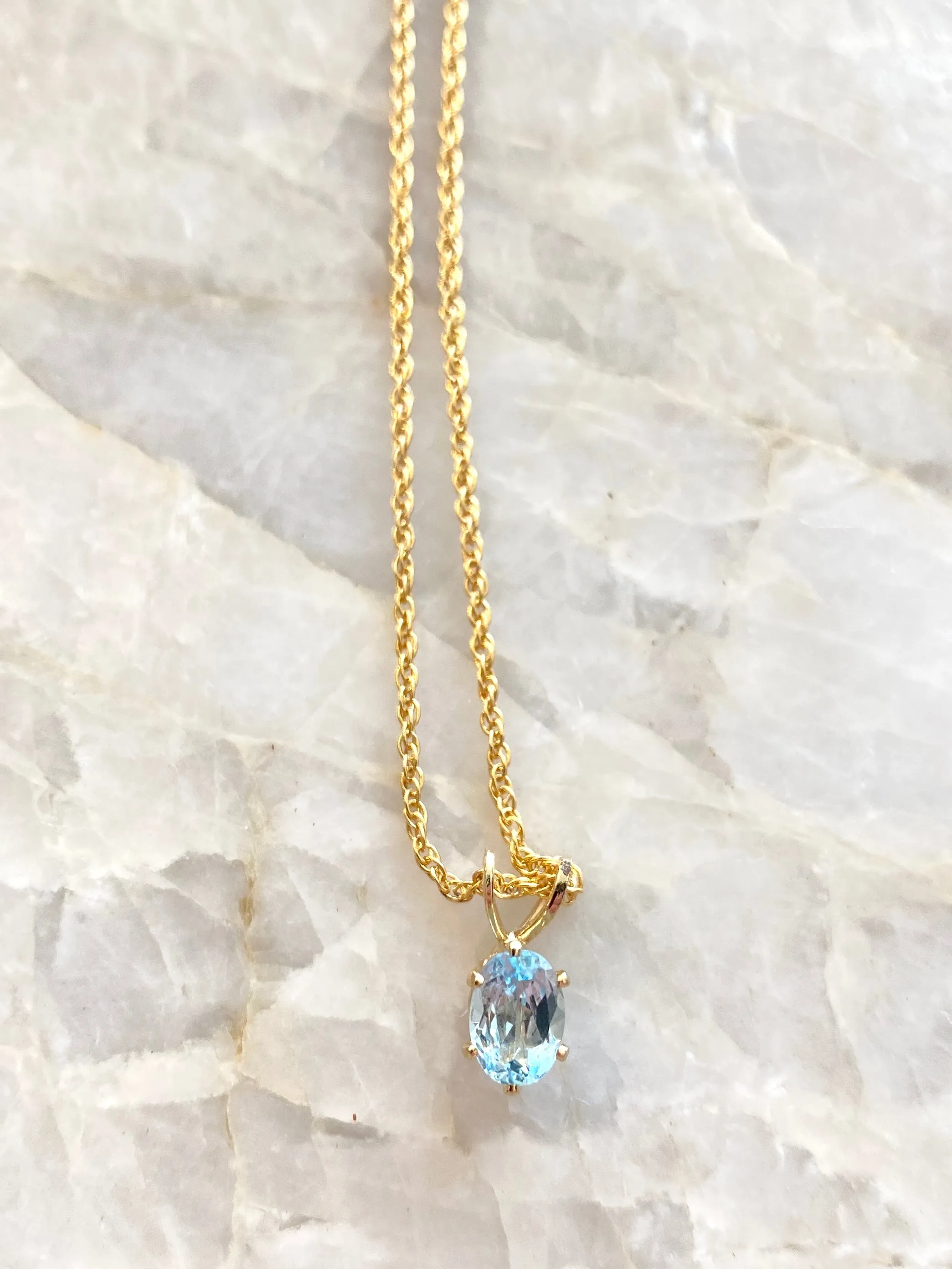 Baby Blue Stone Necklace (Vintage)