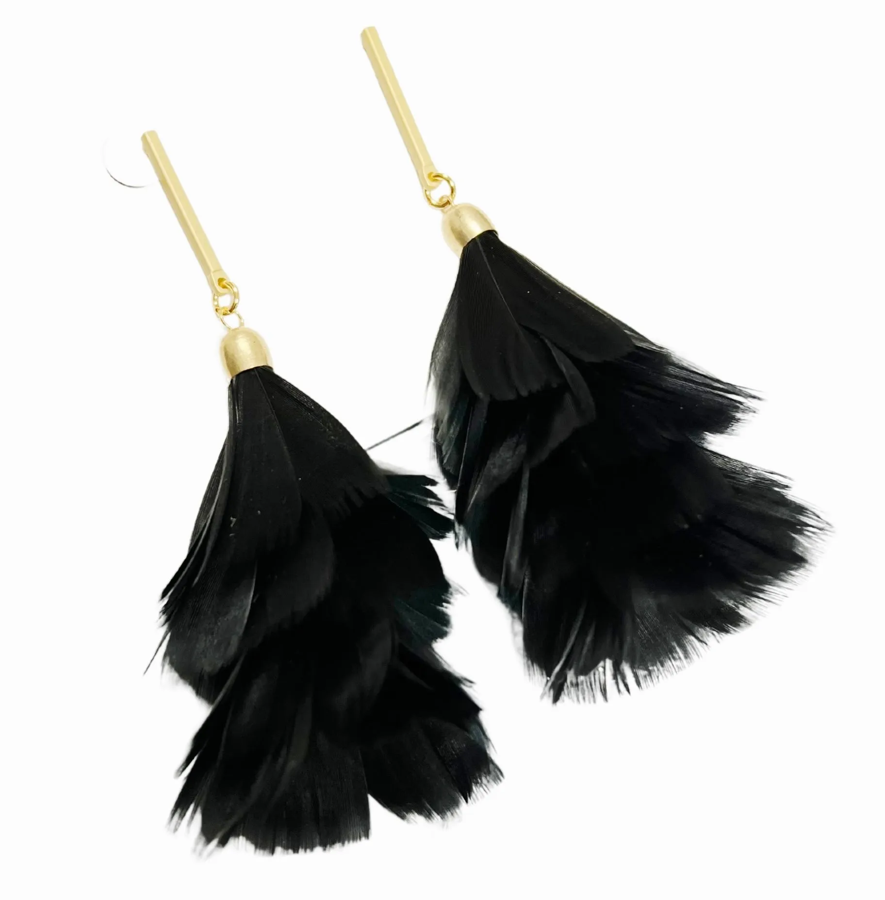 Bar Post Feather Fan Earrings