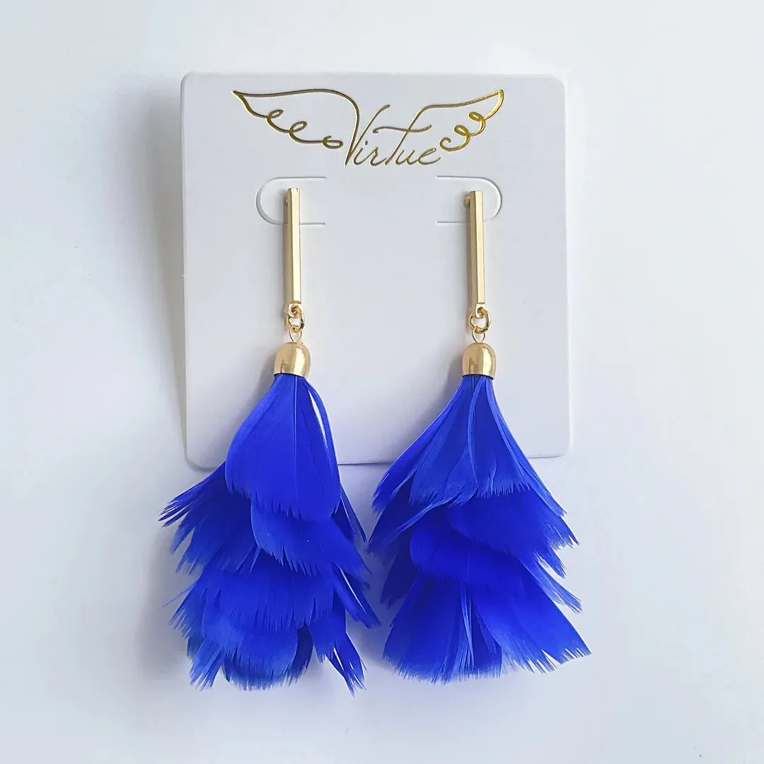 Bar Post Feather Fan Earrings
