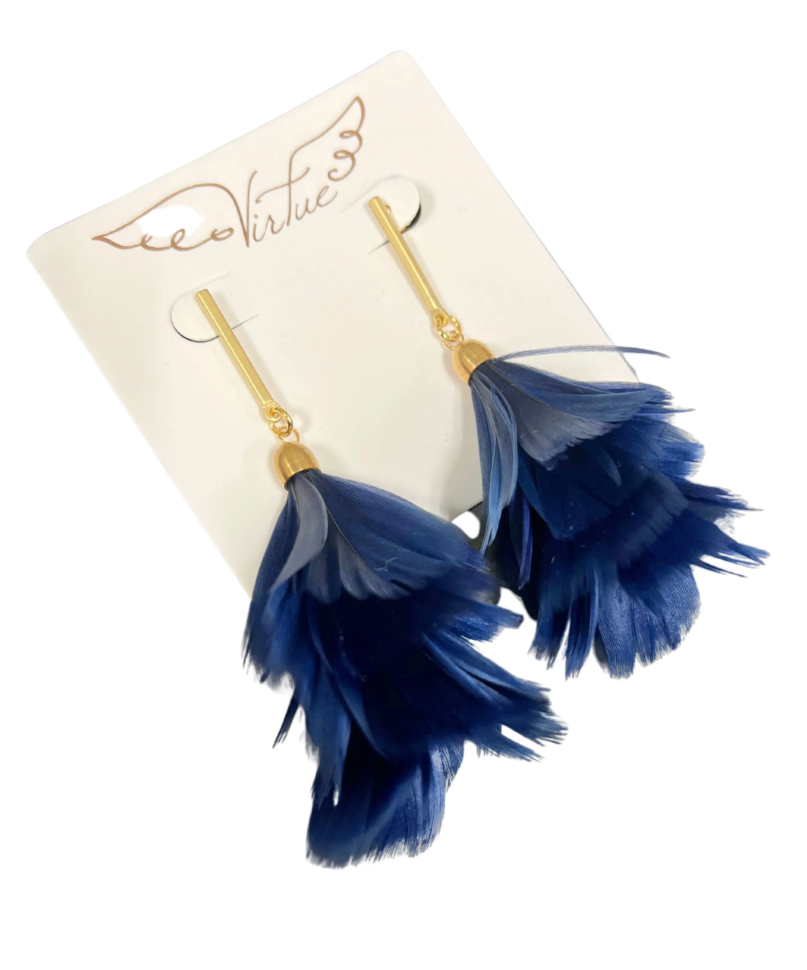 Bar Post Feather Fan Earrings