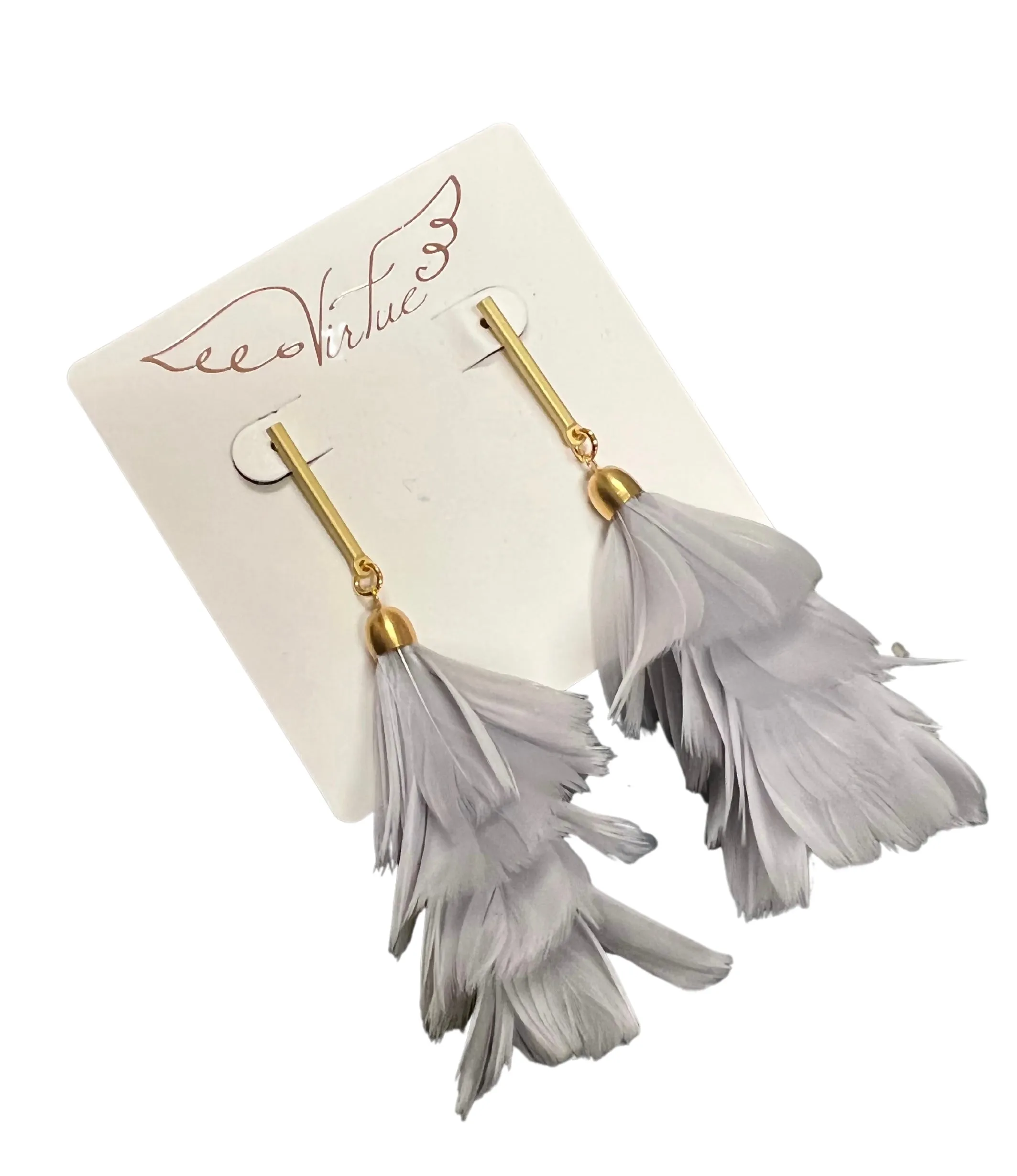 Bar Post Feather Fan Earrings