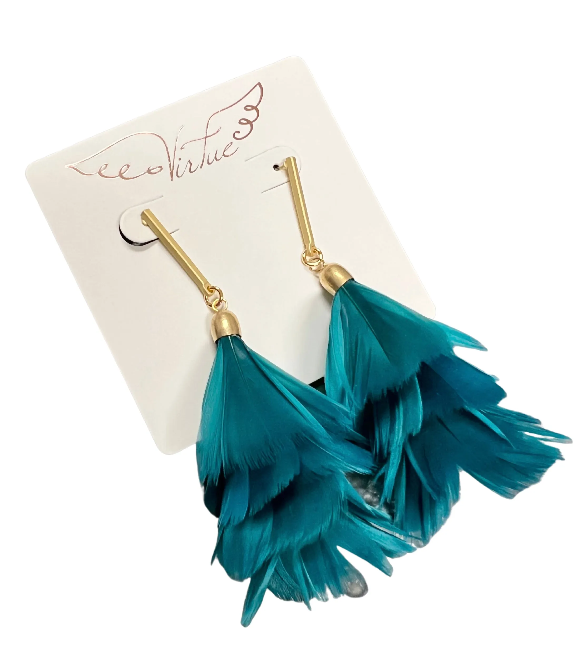 Bar Post Feather Fan Earrings