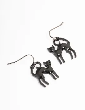 Black Cat Drop Earrings