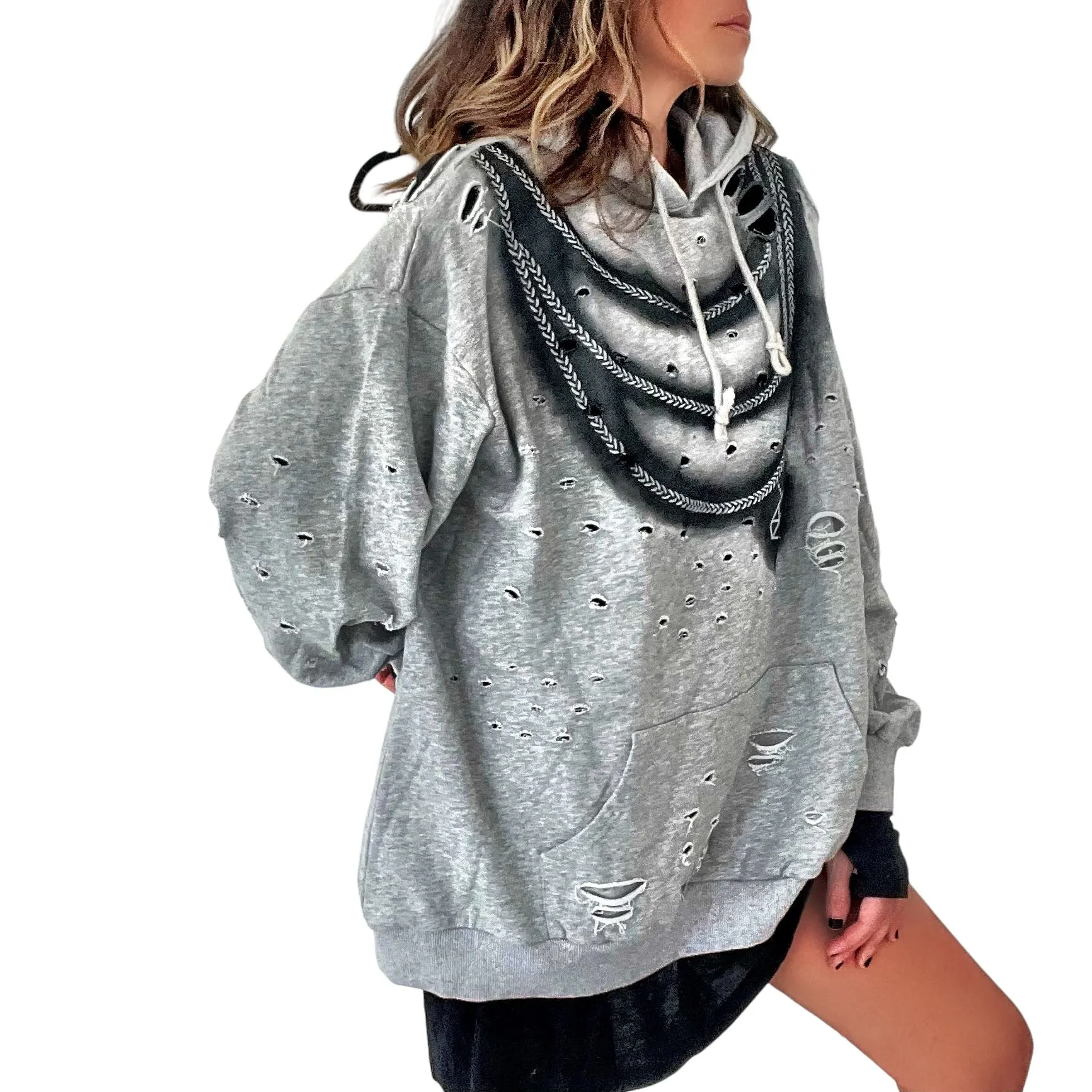 'Blinged' Painted Hoodie