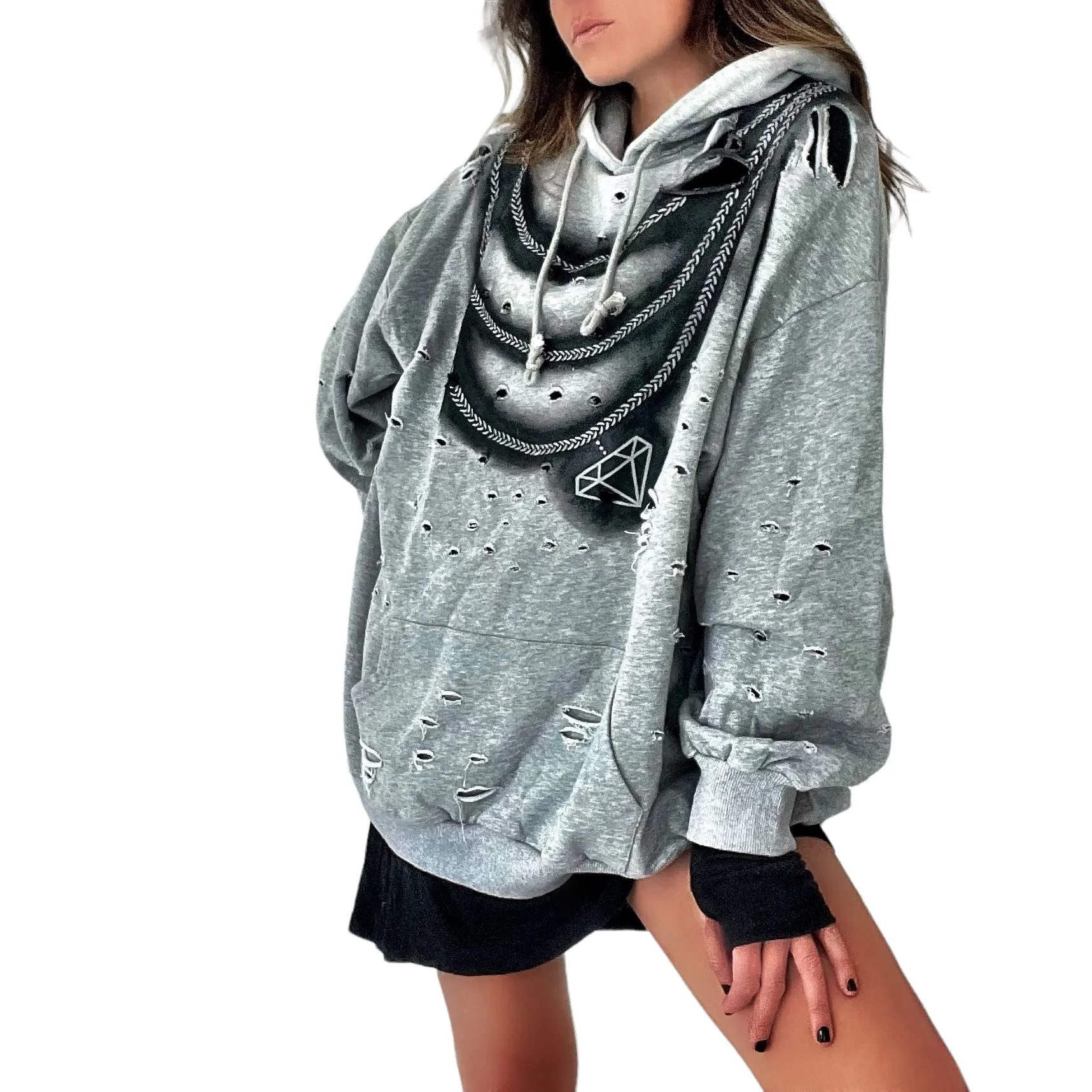'Blinged' Painted Hoodie