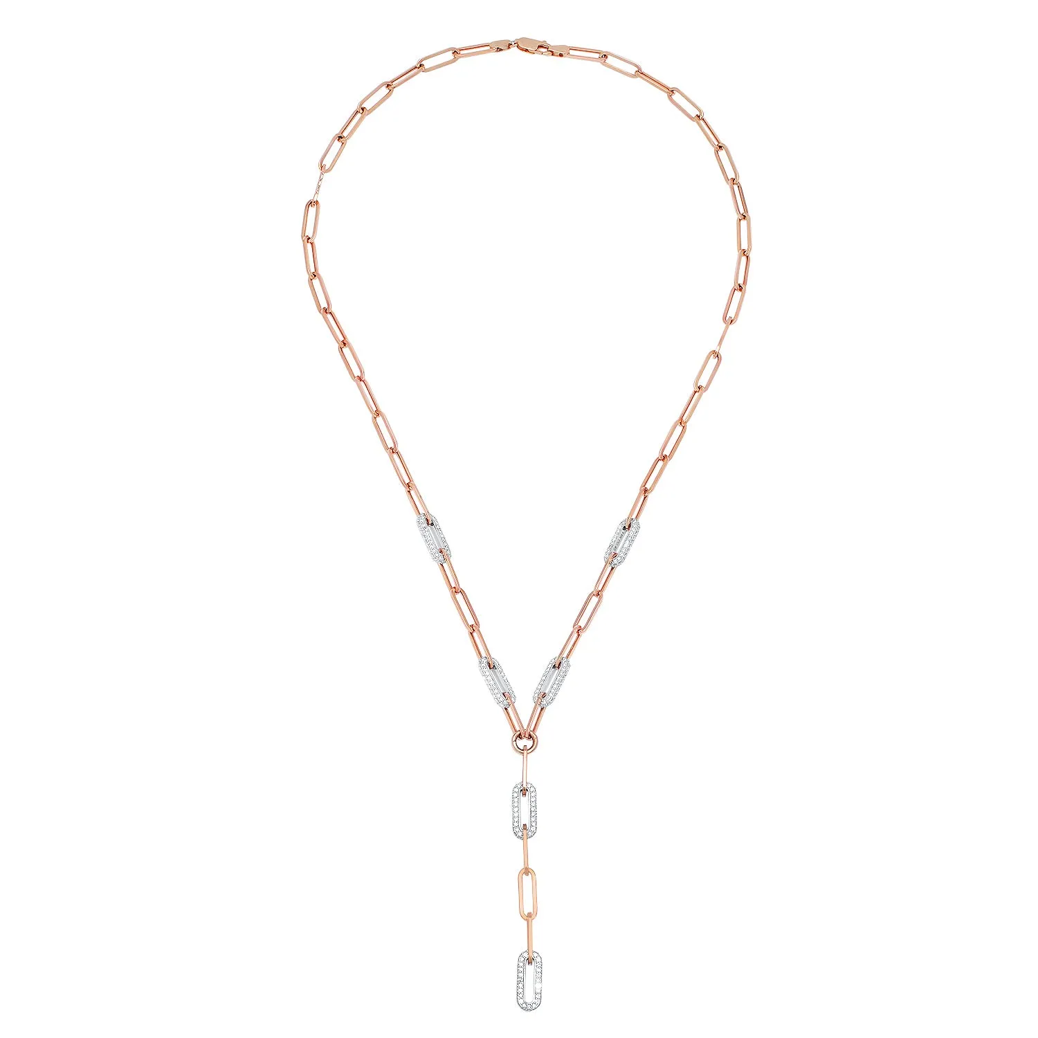 Chain Reaction Diamond Link Lariat Necklace