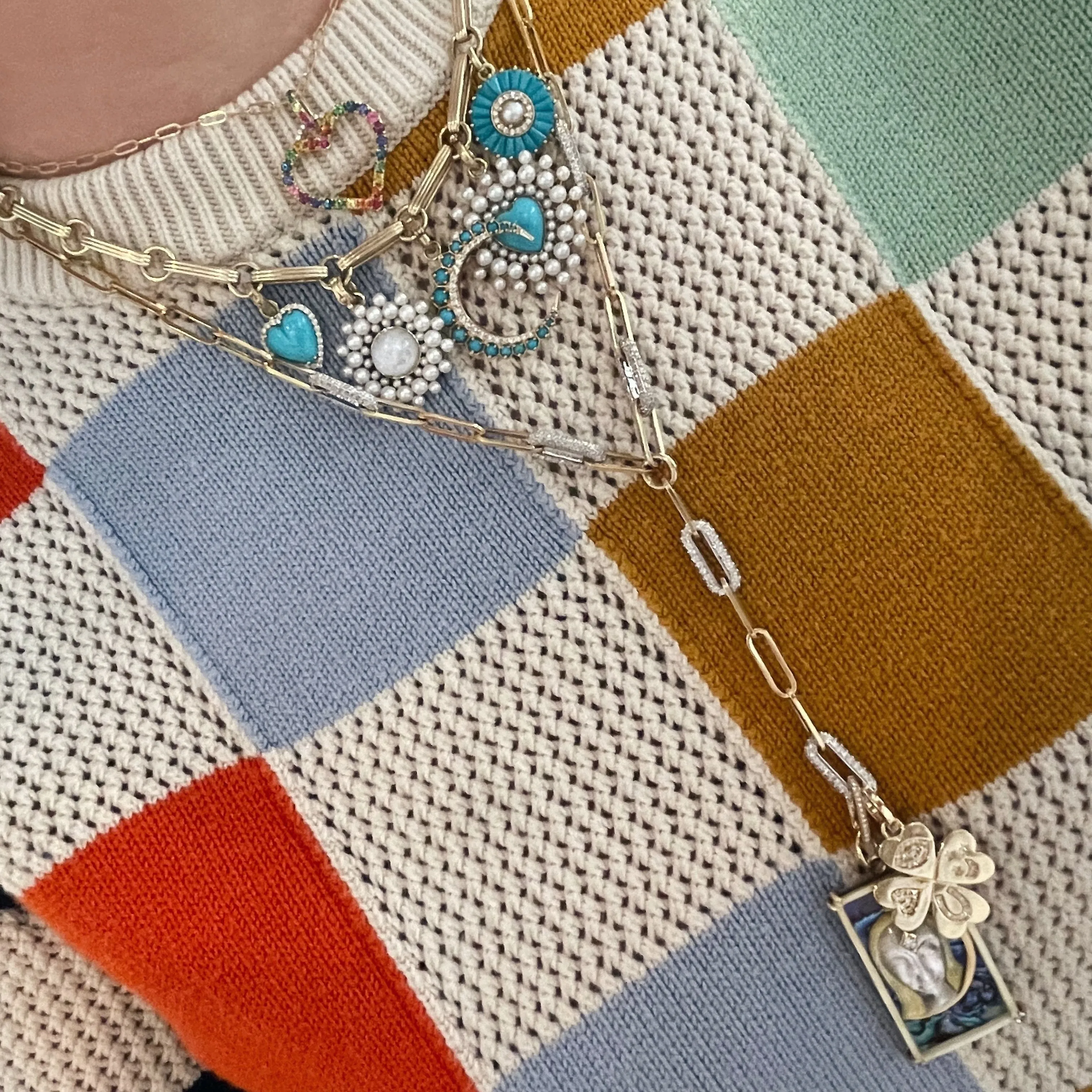 Chain Reaction Diamond Link Lariat Necklace