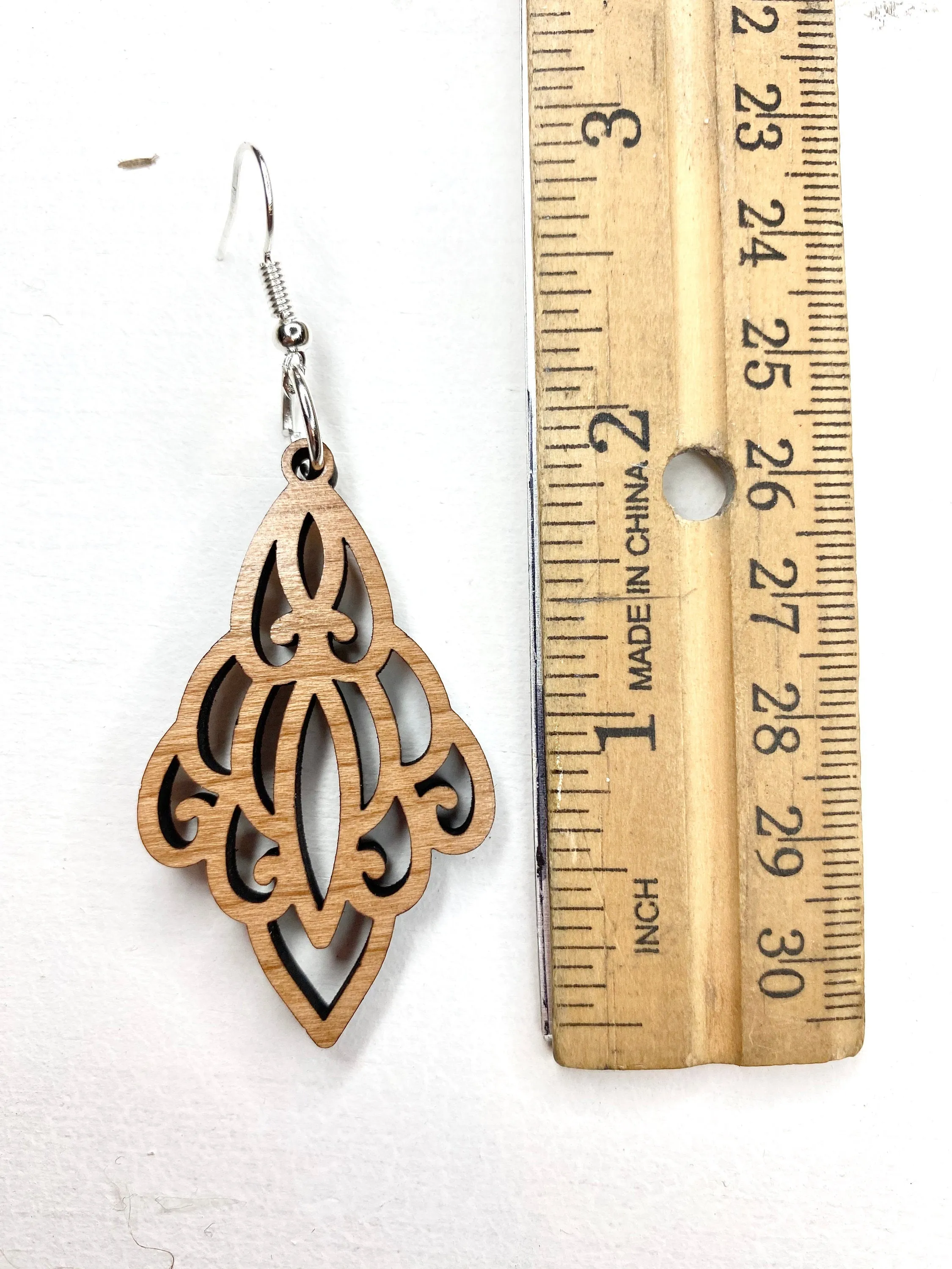 Chandelier Drop Earrings, Art Nouveau, Statement Jewelry, Wood Dangle Earrings, Best Friend Gift