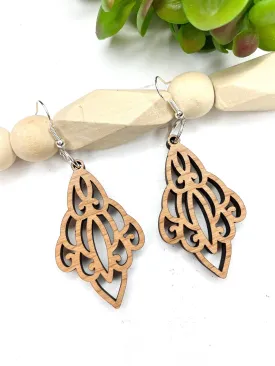 Chandelier Drop Earrings, Art Nouveau, Statement Jewelry, Wood Dangle Earrings, Best Friend Gift