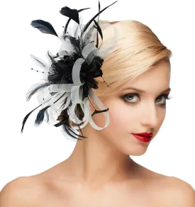 dressfan Fascinator Hat Headpiece Womens 20s Vintage Wedding Hair Accessories for Derby/Wedding/Cocktail/Tea Party
