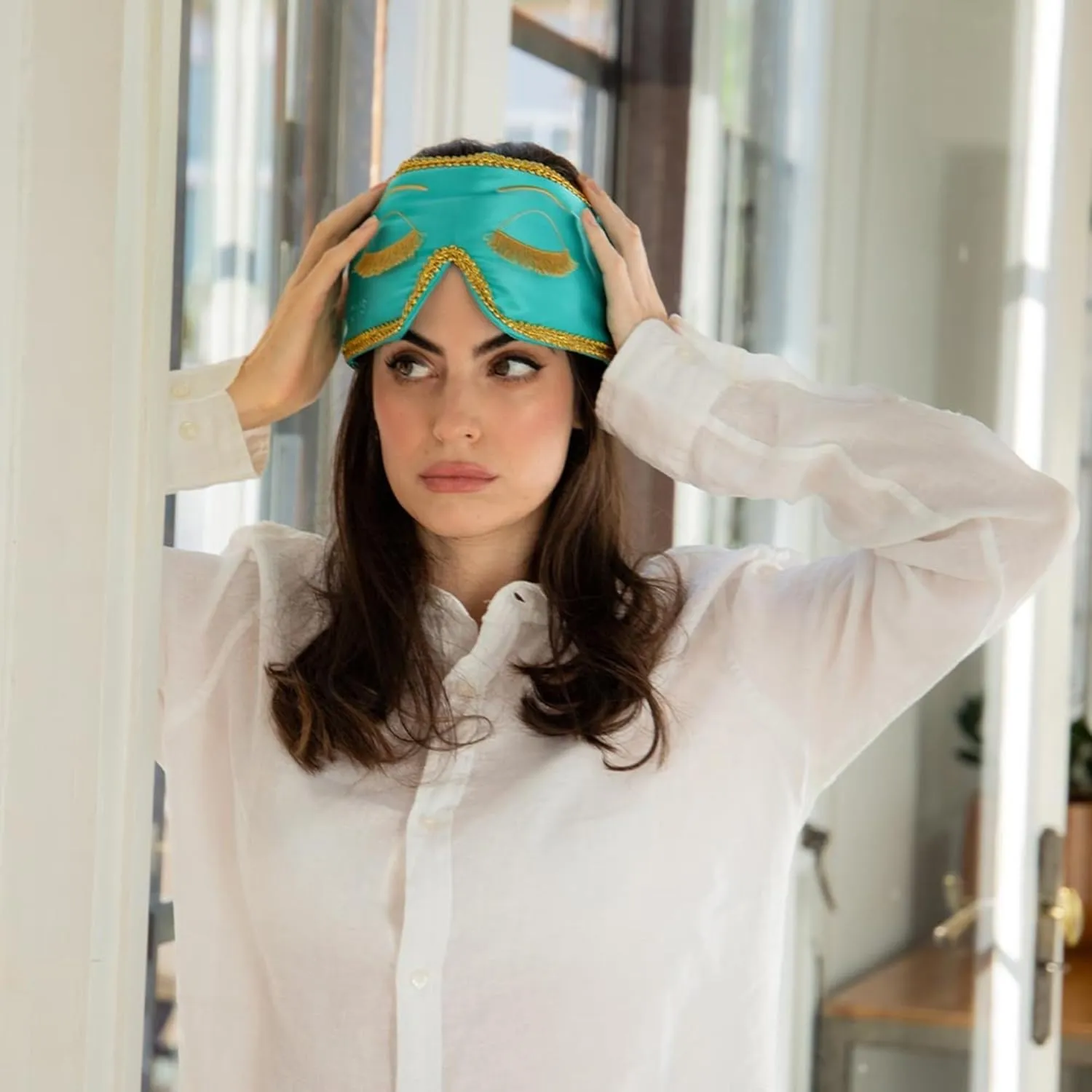 DROWSY Breakfast at Drowsy Silk Sleep Mask  100% Pure Mulberry Silk, Total Blackout, Ultra-Soft & Skin Hydrating for Beauty Sleep & Relaxation, Fully Adjustable