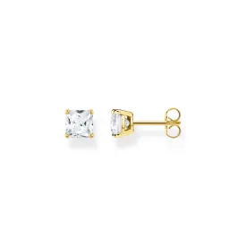 Ear studs white stone gold