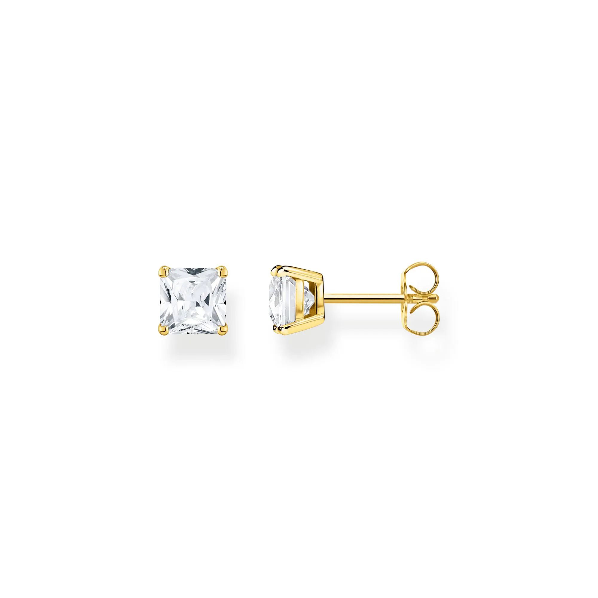Ear studs white stone gold
