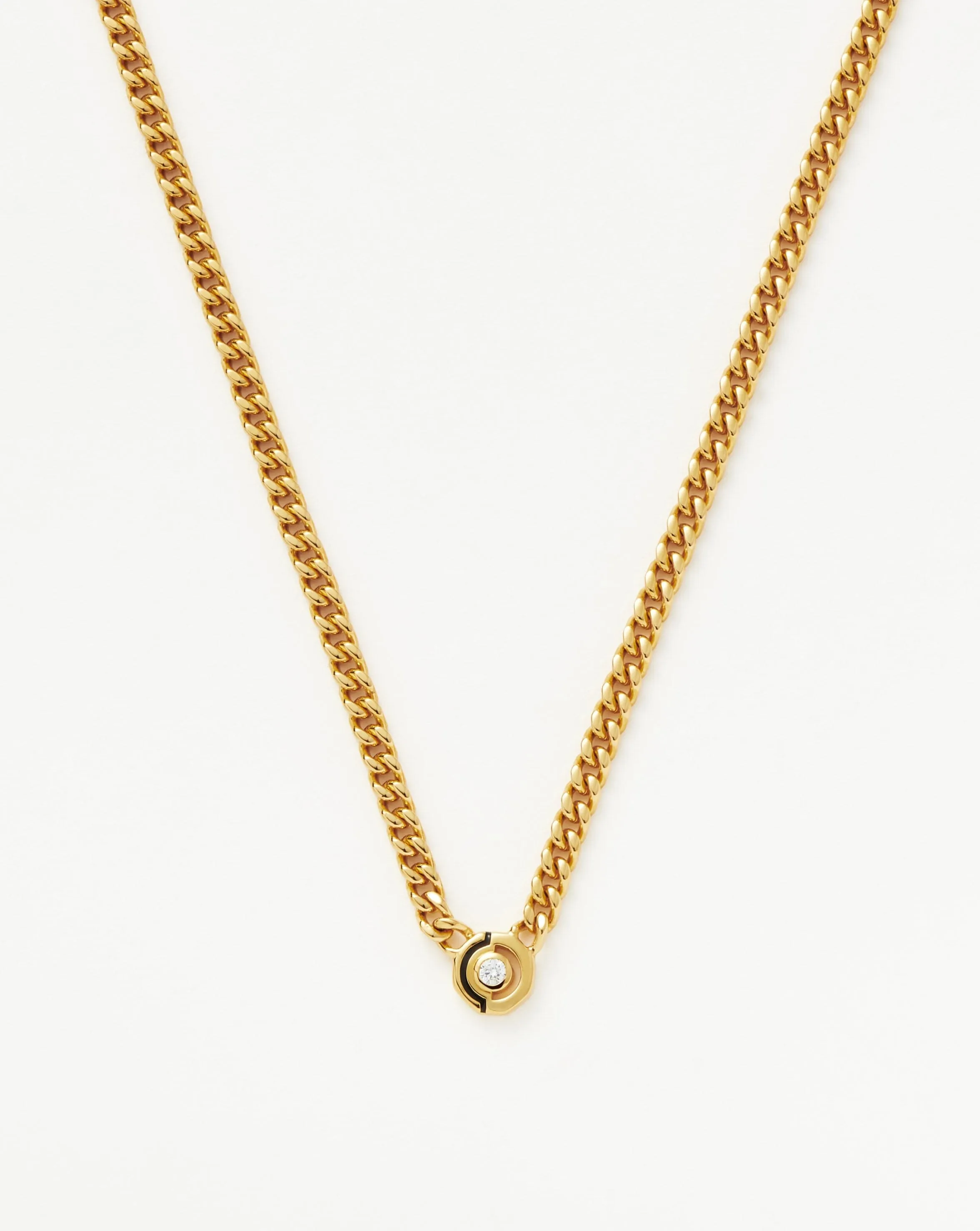 Enamel & Stone Floating Hex Pendant Chain Necklace | 18ct Gold Plated/Cubic Zirconia