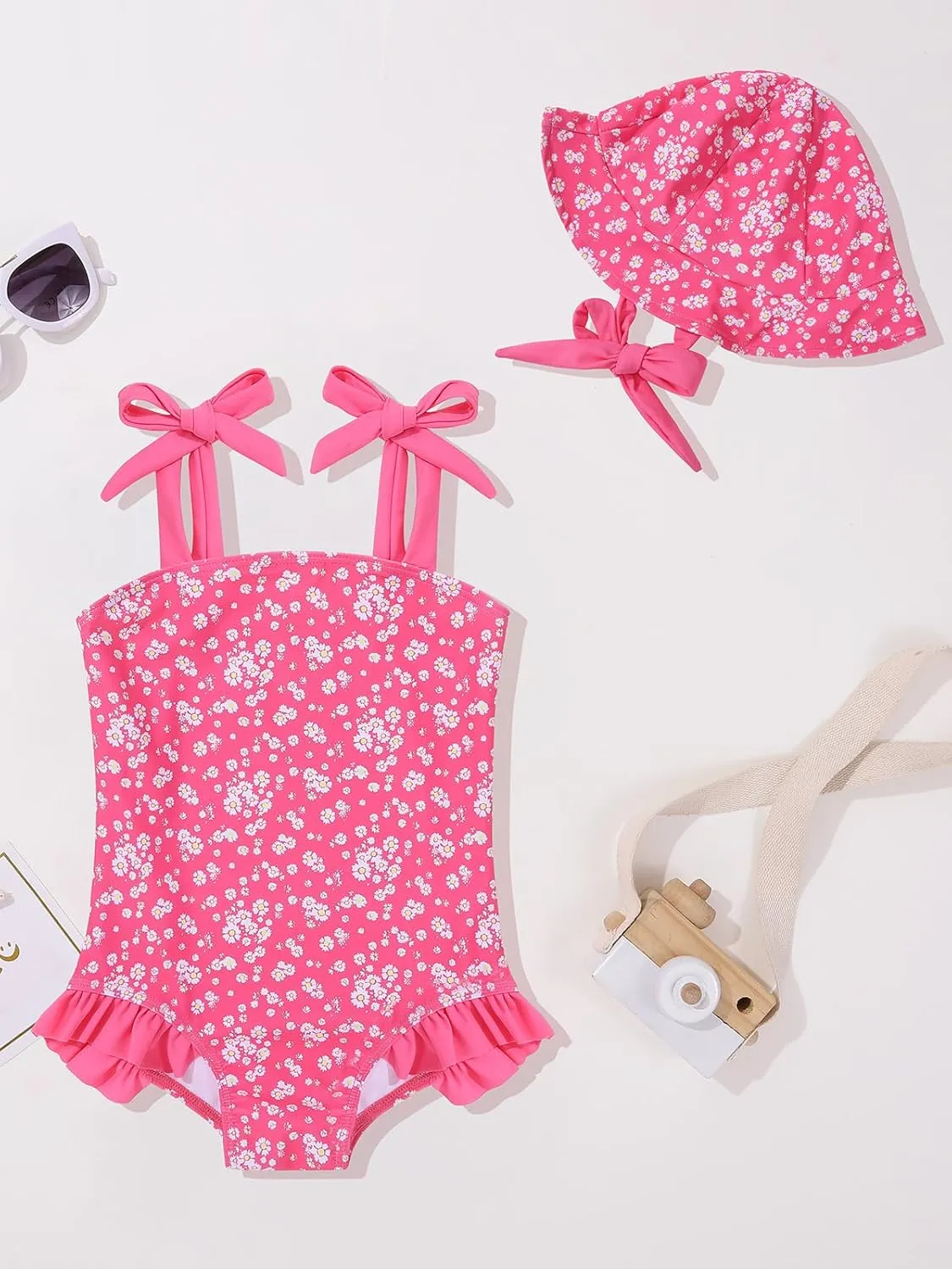 ESHOO Baby Girls Swimsuit Toddler Ruffled Bikini One-Piece Swimwear Baby Girl Bathing Suits Kids Swimming Bathing Beachwear