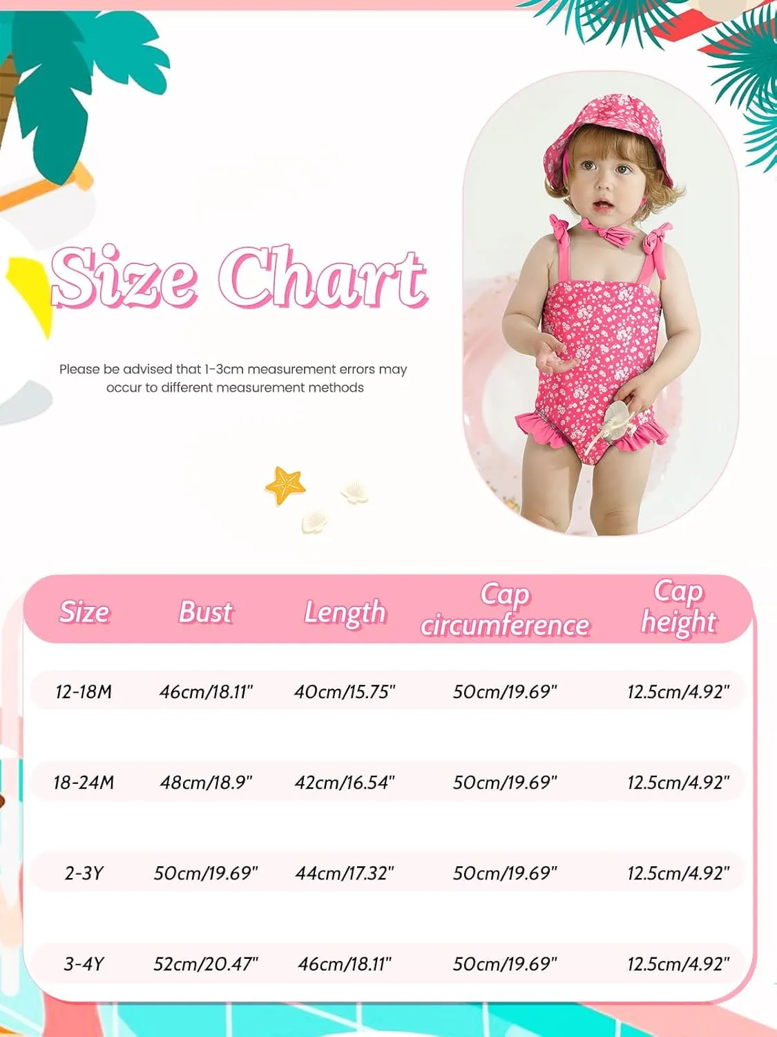 ESHOO Baby Girls Swimsuit Toddler Ruffled Bikini One-Piece Swimwear Baby Girl Bathing Suits Kids Swimming Bathing Beachwear