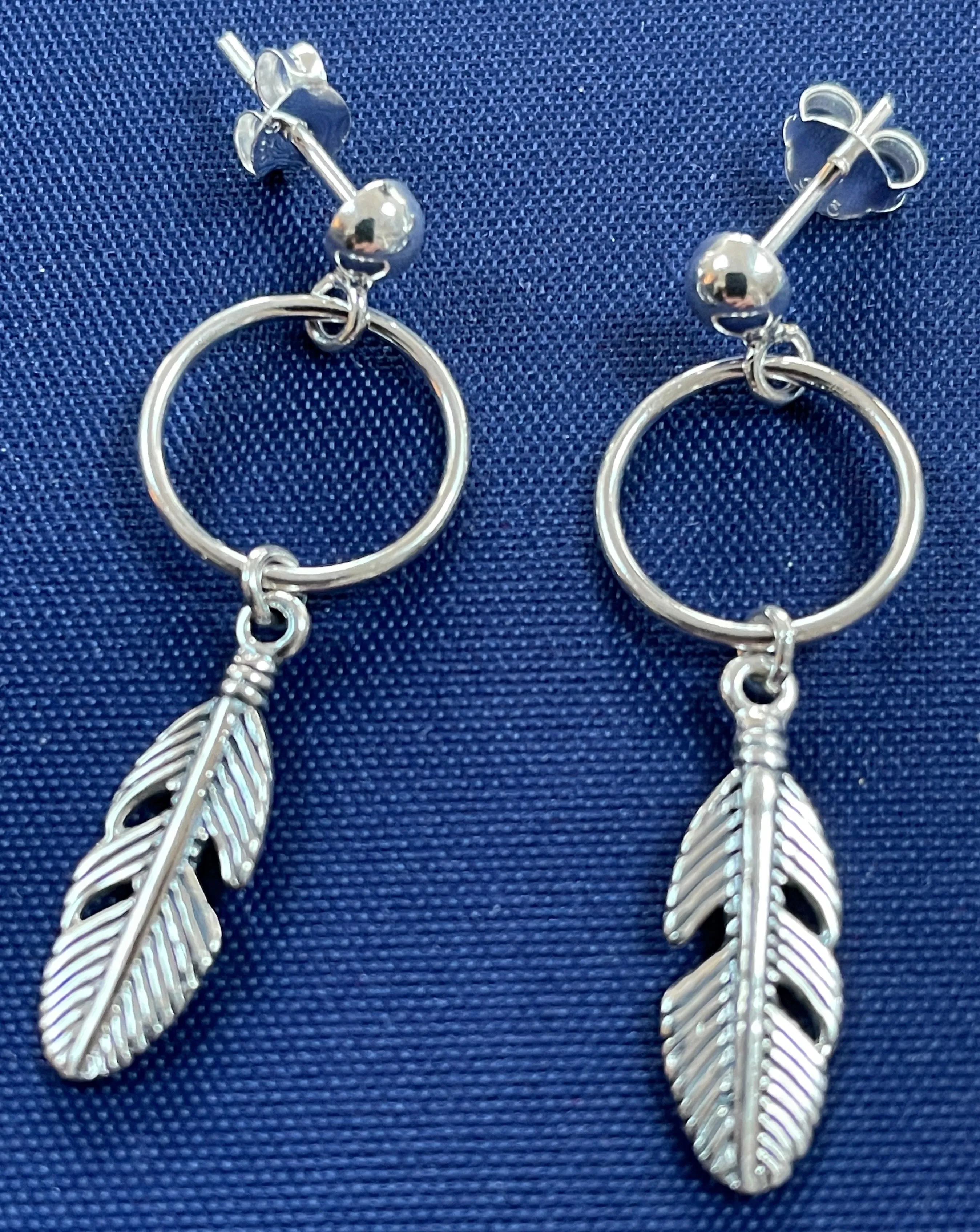 Feather Design Drop Earrings