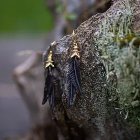 Feather Earrings - Black