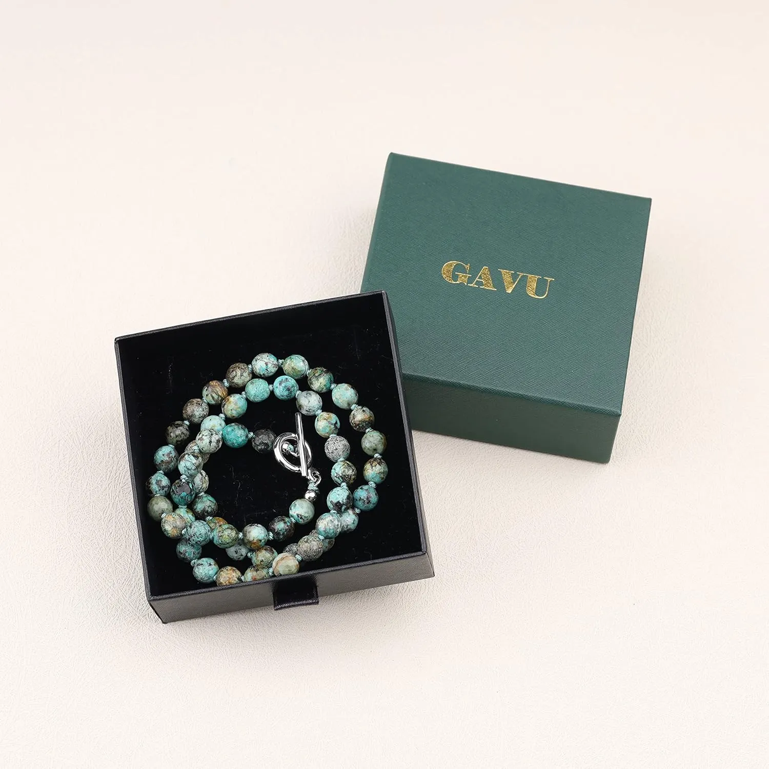 GAVU Hand-knotted Men's Beaded Necklace, Crystal Necklace for Men