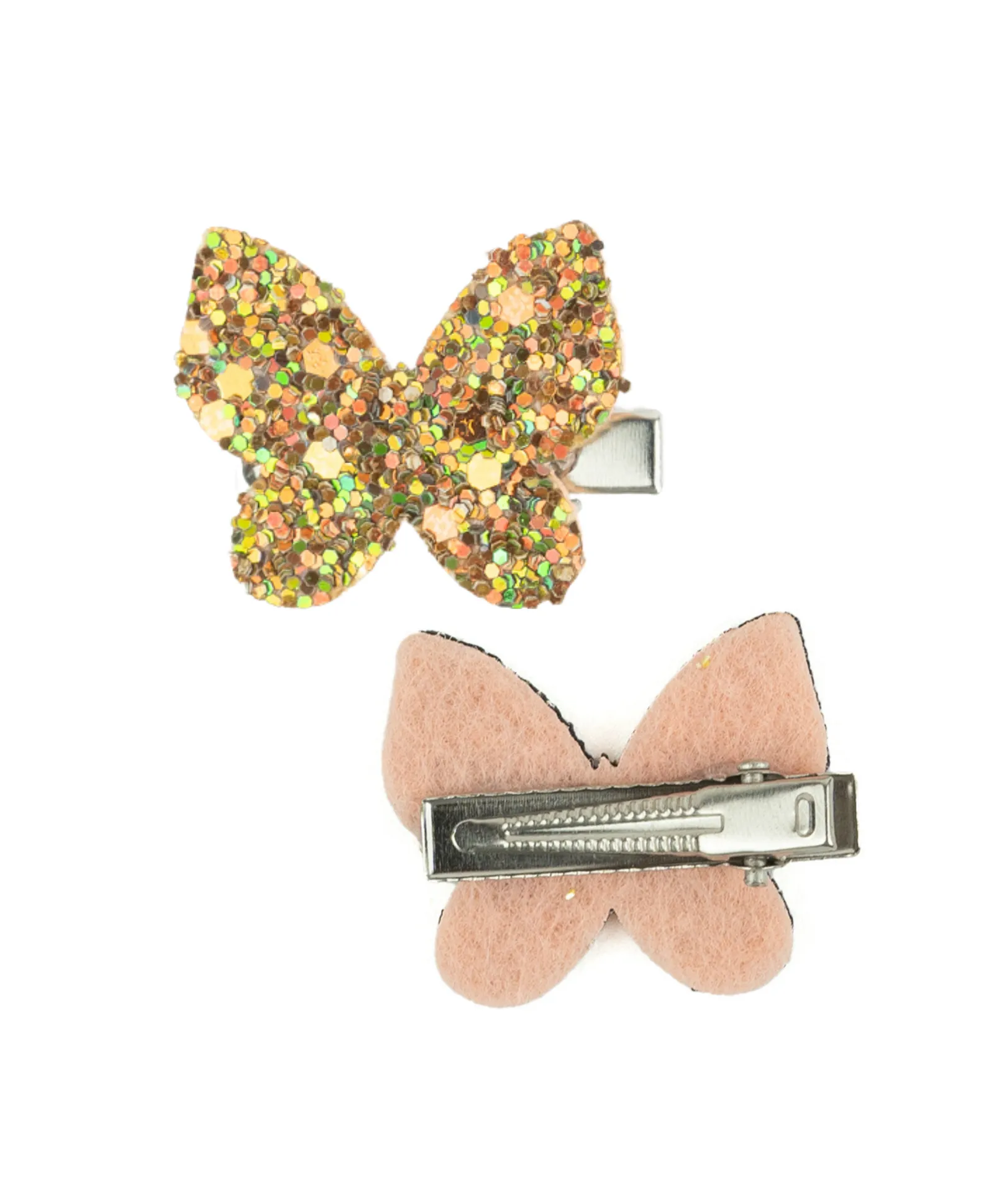 Glitter Butterfly Hair Clips - Bronze