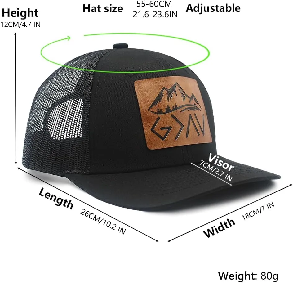 God is Greater Than The Highs and Lows Leather Patch Hat Trucker Hat Adjustable Baseball Cap for Men Women