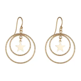 Gold Filled Star Textured Double Hoop Earrings