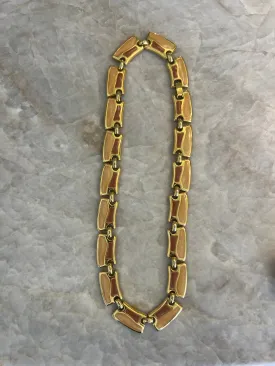 Gold Tone Enamel Necklace (Vintage)