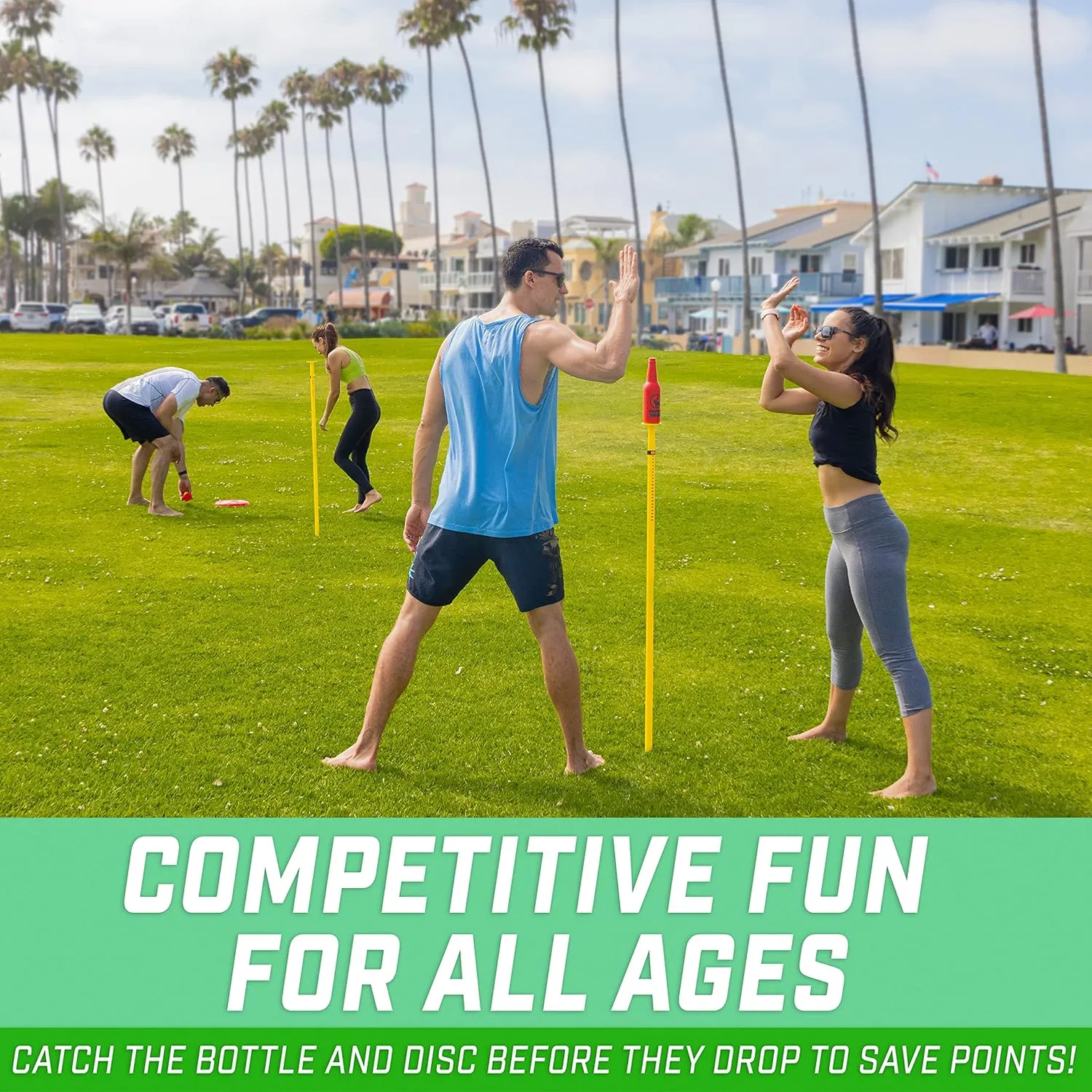GoSports Tipsy Toss Game Set - Flying Disc Bottle Drop Yard Game - Choose Pro or Standard