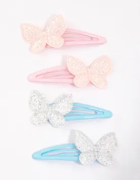 Kids Mixed Glitter Butterfly Hair Snaps 4-Pack