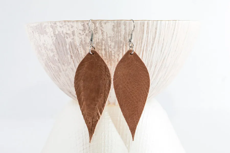 Leather Feathered Earrings | 6 Colors