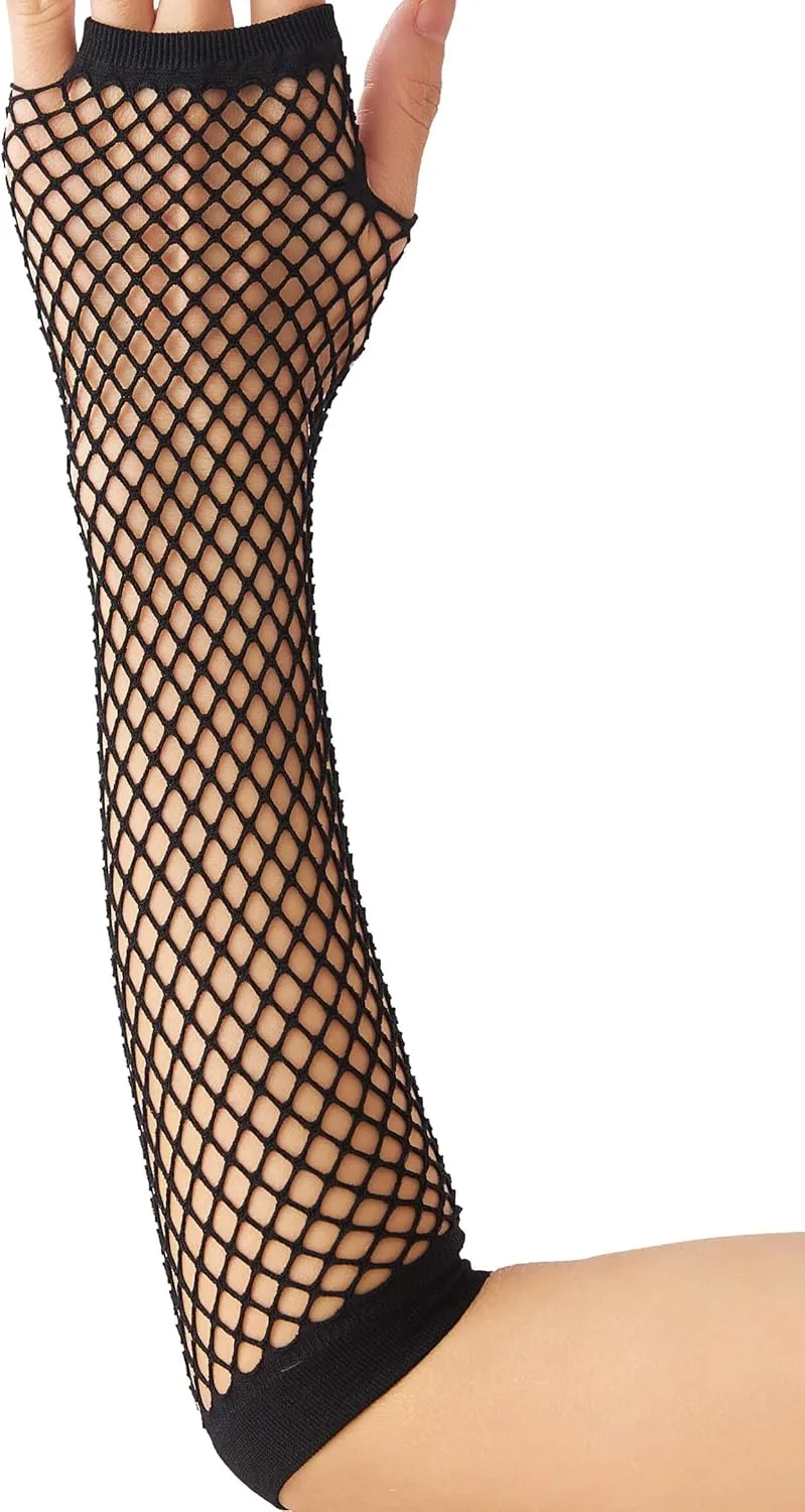 Lone Fishnet Gloves Fingerless For Women Fish Net Arm Sleeve Mesh Emo Goth Punk 80s Scene Accessories