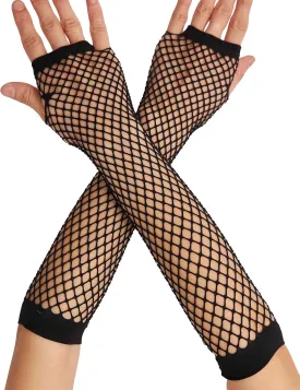 Lone Fishnet Gloves Fingerless For Women Fish Net Arm Sleeve Mesh Emo Goth Punk 80s Scene Accessories